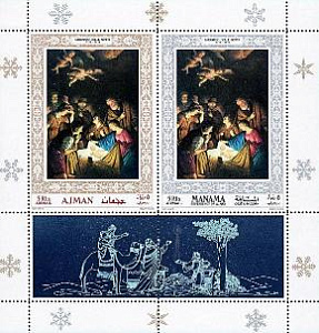 Аджман-Манама, 1969, Рождество, Живопись, блок